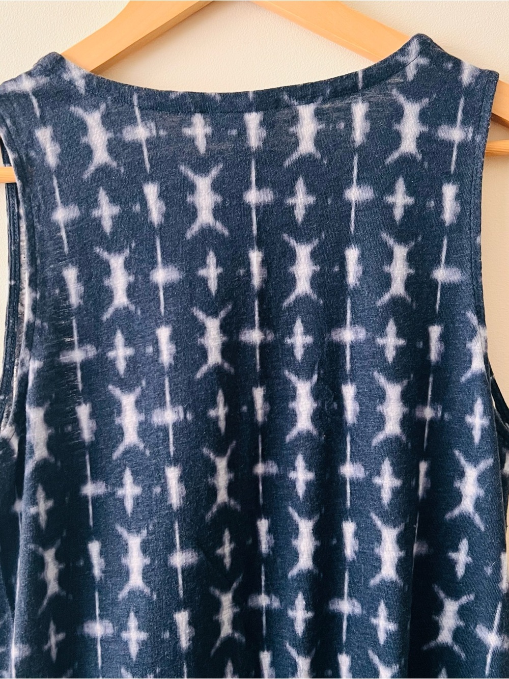J. Jill Pure Jill Blue Shibori Linen Tie Waist Sleeveless Tunic Dress Petite M - Picture 4 of 9